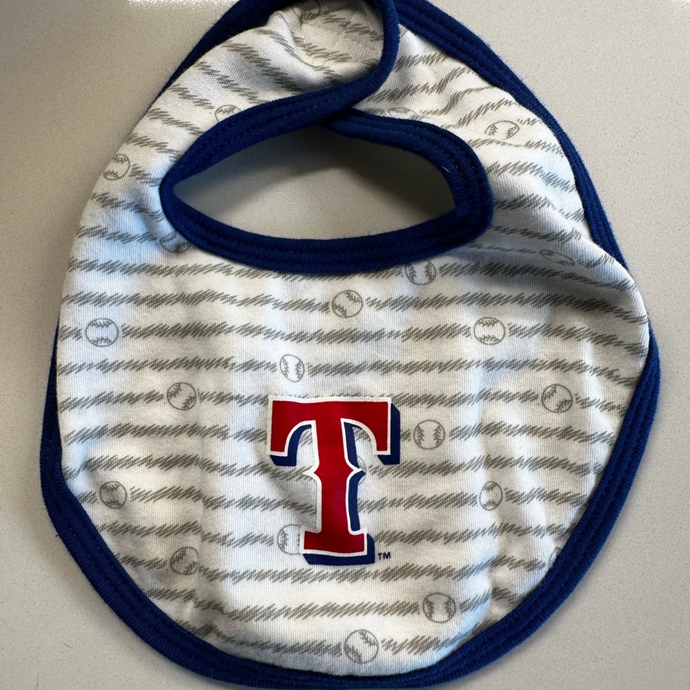 Texas Rangers Baseball Blue and White Kids Bib